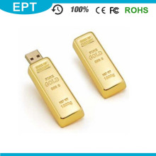 Металлическая палочка Золотая форма для бара Пользовательский логотип USB Pendrive (EM540)